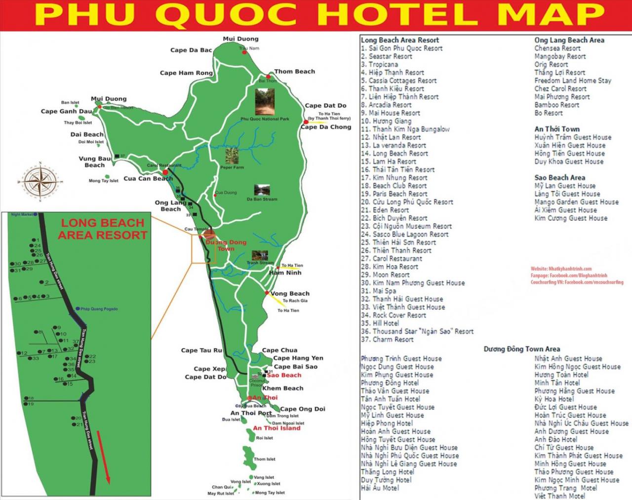 bản đò các khách sạn, resort